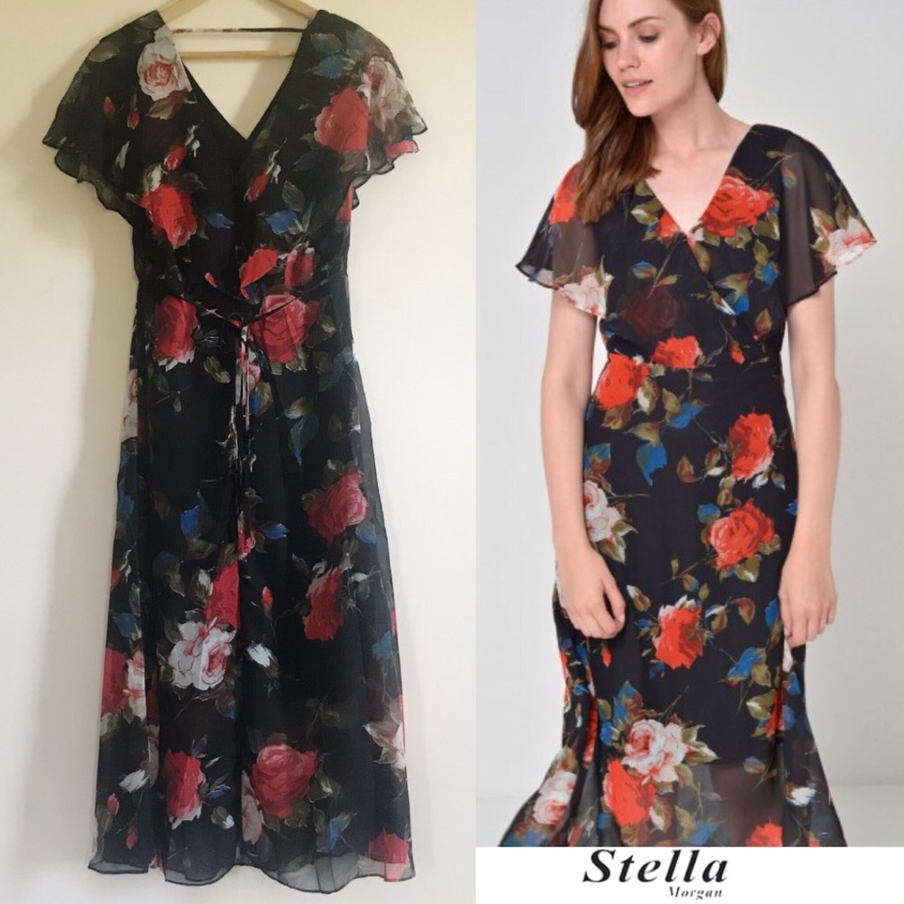 Stella Morgan | Chiffon Maxi Dress Black Size 4